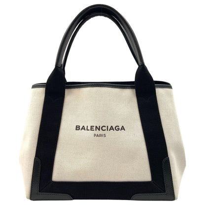 Balenciaga Navy Cabas S Canvas Tote 1081 a 00213 White