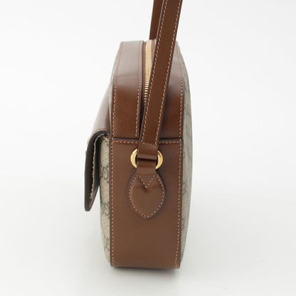 Gucci 1955 Horsebit GG Supreme Canvas Crossbody Gold Shoulder Bag 645454 Brown