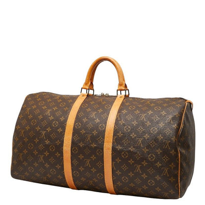 Louis Vuitton Monogram Keepall 55 Boston Bag Travel Bag M41424 Brown PVC