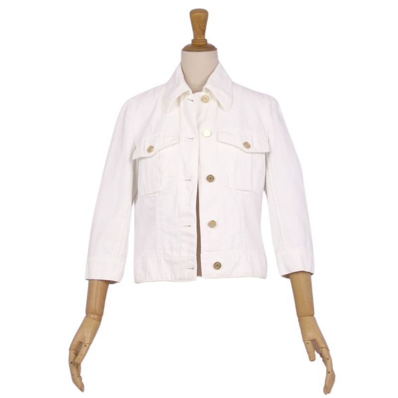Celine Jacket Denim Jacket Seventh Sleeve White Deni