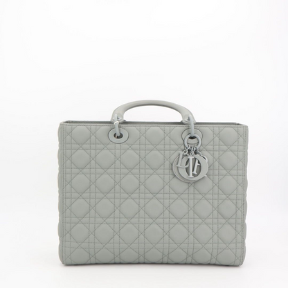 Christian DIOR Lady Dior Cannage Large Leather 2WAY Handbag