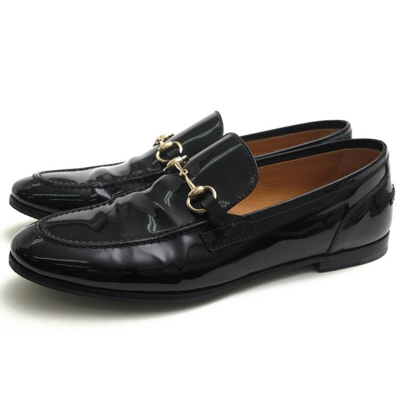 Gucci Bit Loafers Shoes Women Enamel Patent Leather Black Bnc00
