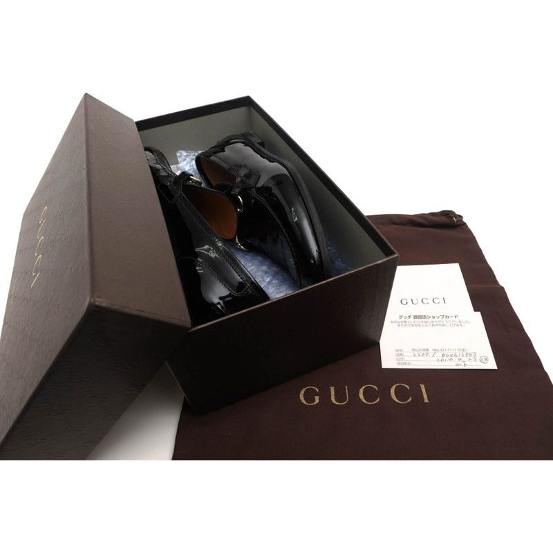 Gucci Bit Loafers Shoes Women Enamel Patent Leather Black Bnc00 — view 9
