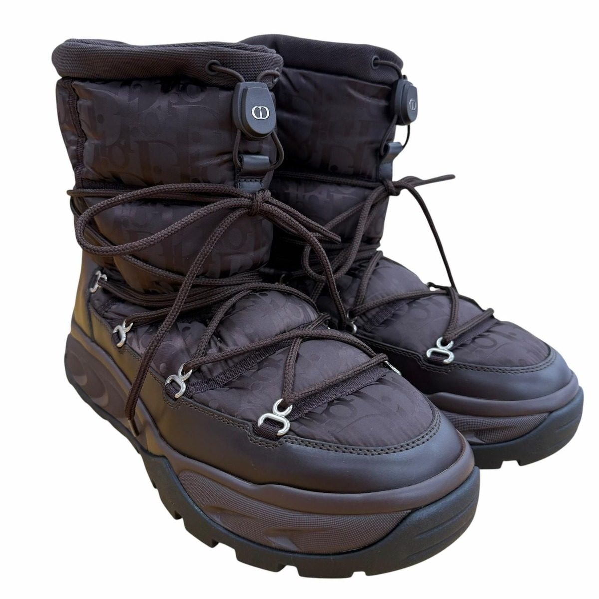 Dior Homme Fabric Leather Snow White Boots Dark Brown — view 3