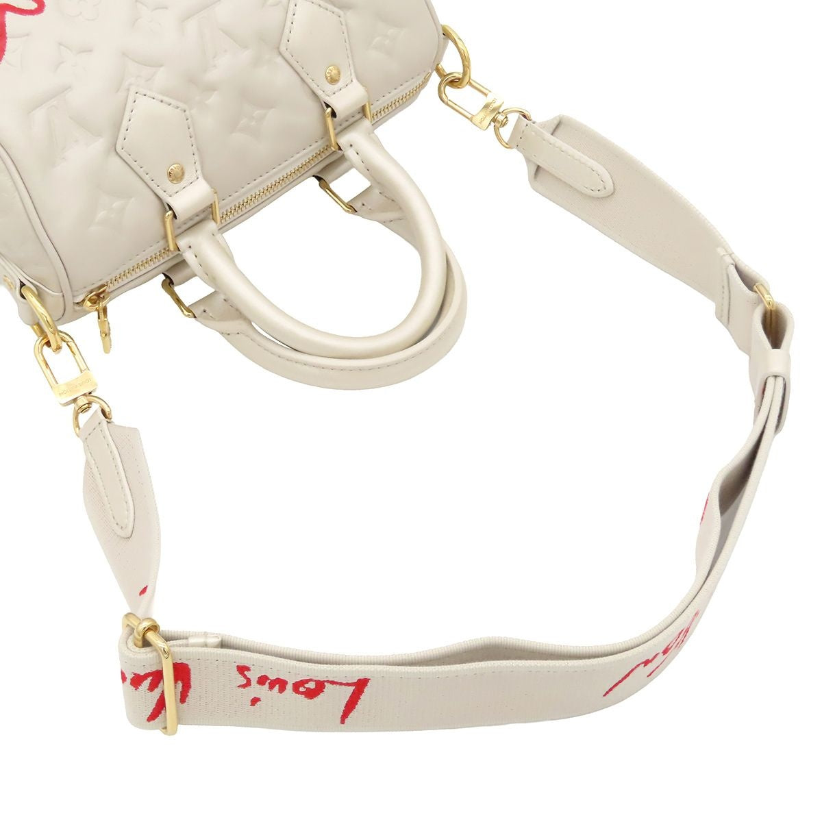 Louis Vuitton Speedy Bandouliere 22 Beige Monogram Embossed Foreign Love 2-Way — view 3