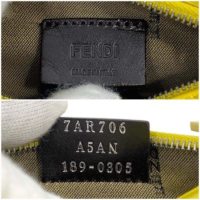 Fendi Charm Pouch Yellow 7ar706 Excellent Condition Leather Fur