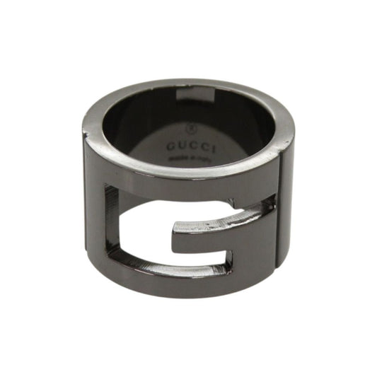 Gucci Logo Cutout Gunmetal Ring