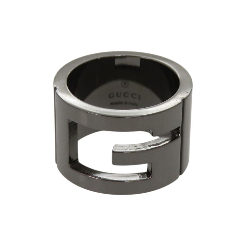 Gucci Logo Cutout Gunmetal Ring