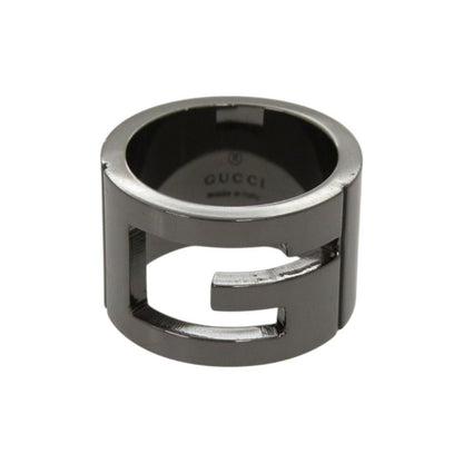 Gucci Logo Cutout Gunmetal Ring