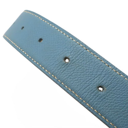 Hermes H Belt H Buckle Reversible Togo Leather Blue Jean Light Blue White Gold