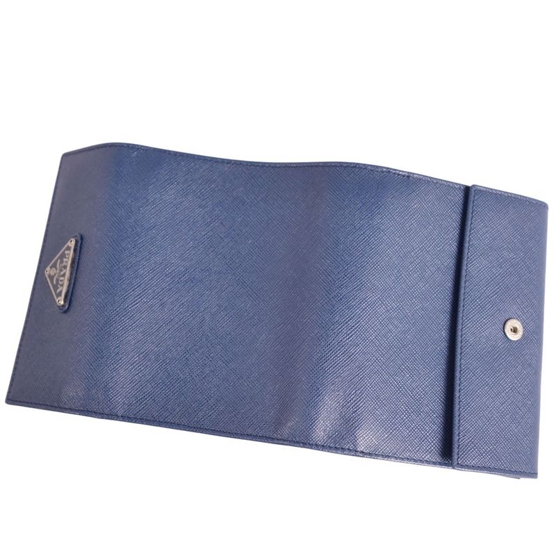 Prada Wallet Compact Wallet Triangle Leather