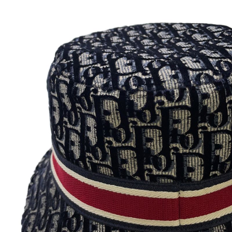 Dior Hat Oblique Trotter Velour 58 Hat Navy Red