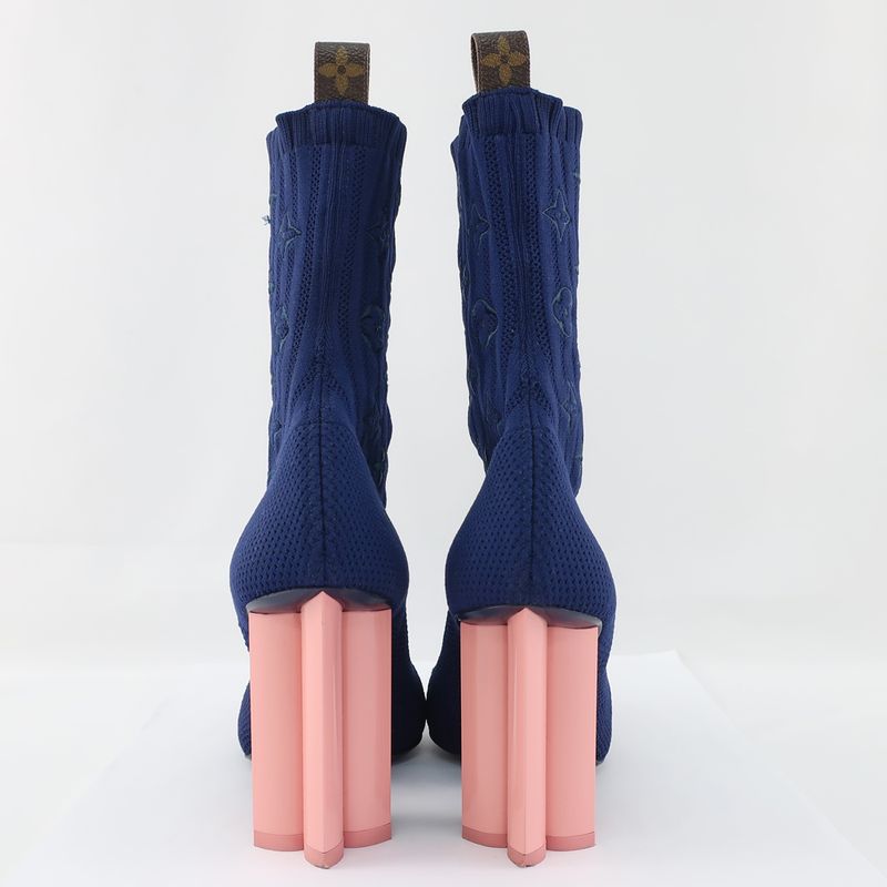 Louis Vuitton Knit Boots Ankle Boots Sock Boots Navy X Pink Notation