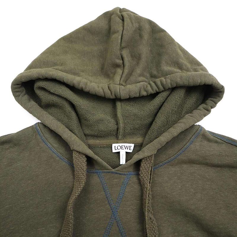 Loewe Anagram Embroidered Ribbed Knit Sweatshirt Hoodie S359341xaq Khaki S