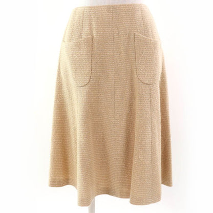 CHANEL Vintage 02C P18870v10901 Coco Mark Tweed Jacket And Skirt Setup Beige 38