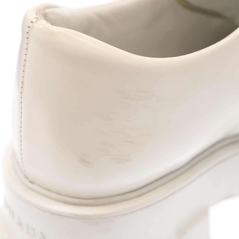 Prada Monolith Brushed Leather Lace Up Shoes 708 White 36