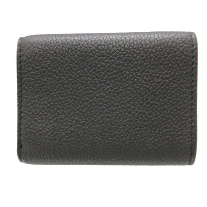 Fendi 7m0280 Signature Logo Leather Black Compact Wallet Trifold Wallet 1266-8