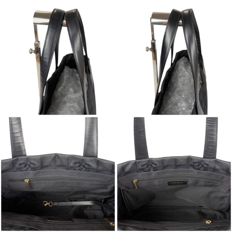 Chanel New Travel Line Mini Tote Bag Black Nylon Jacquard Shoulder Bag