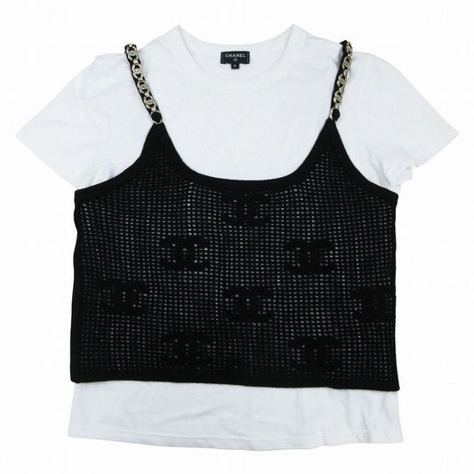 Chanel Ensemble Short Sleeve T-Shirt Knitted Camisole Coco Mark