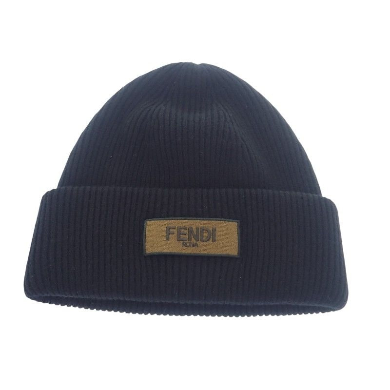 Fendi Wool Vinyl Knit Cap Black