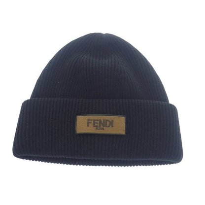 Fendi Wool Vinyl Knit Cap Black