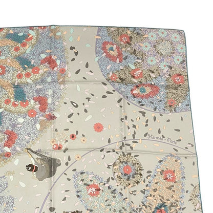 Hermes Carre 90 Scarf Silk Floral Tribute Offrandes DUN JOUR Multicolor