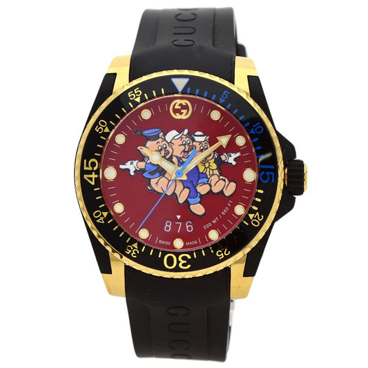 Gucci 136.3 Dive Three Little Pigs Watch Rubber