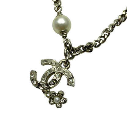 Chanel Bracelet C21B Coco Mark Accessories Jewelry Faux Pearl Rhinestone Silver