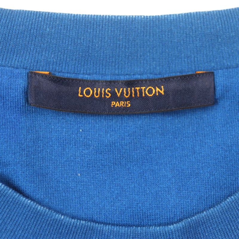 Louis Vuitton 20AW 100% Cotton Cloud Print Crew Neck LV Logo Short Sleeve Blue