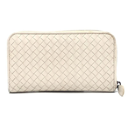 Bottega Veneta Long Wallet Intrecciato Leather White