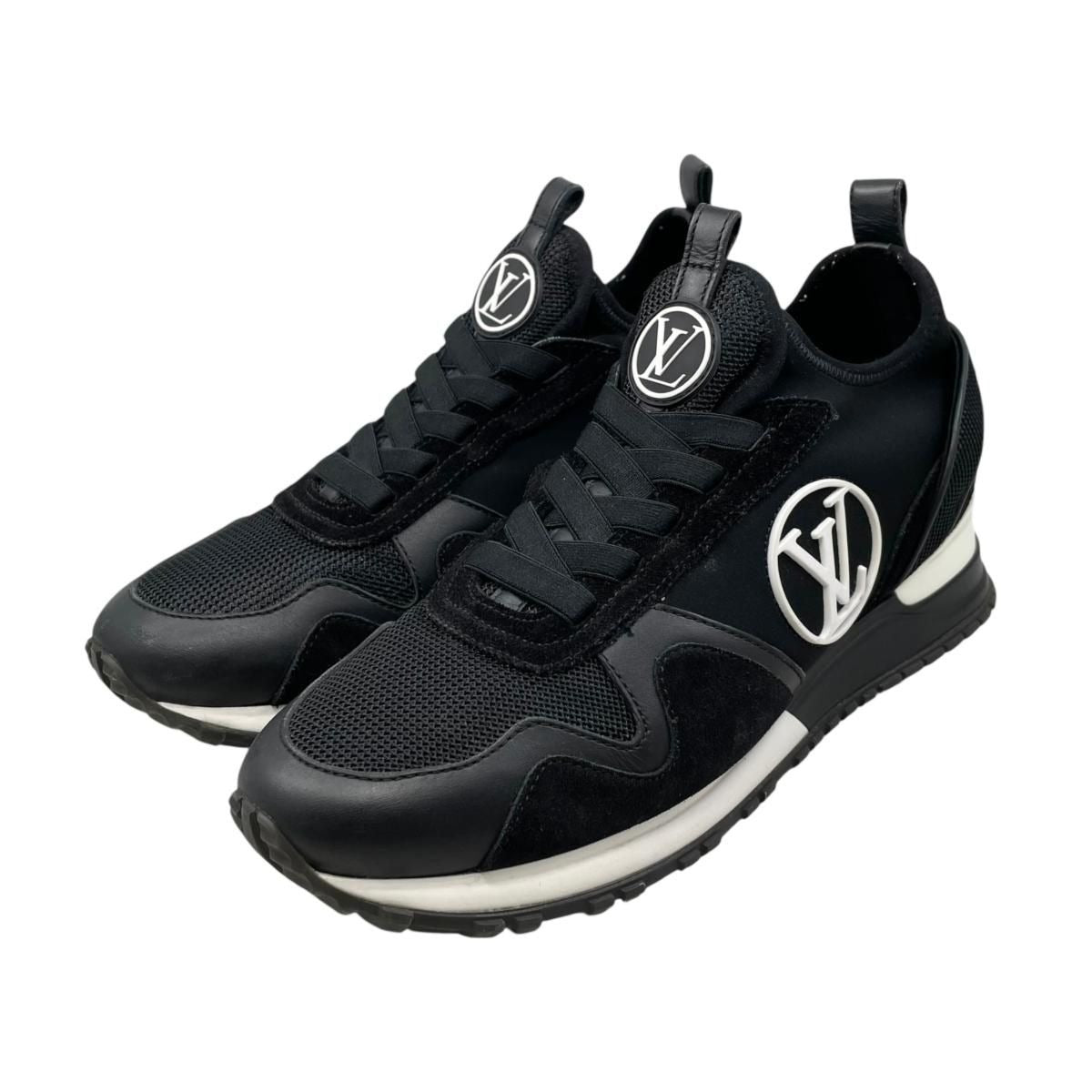 Louis Vuitton Sneakers Run Away 36.5 LV Circle Logo Suede Mesh Black