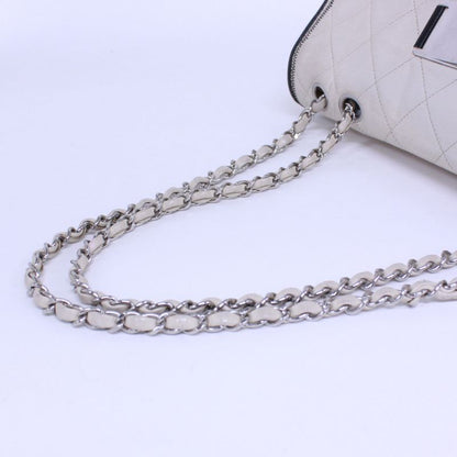 Chanel 255 Chain Handbag Lambskin White Handbag Silver