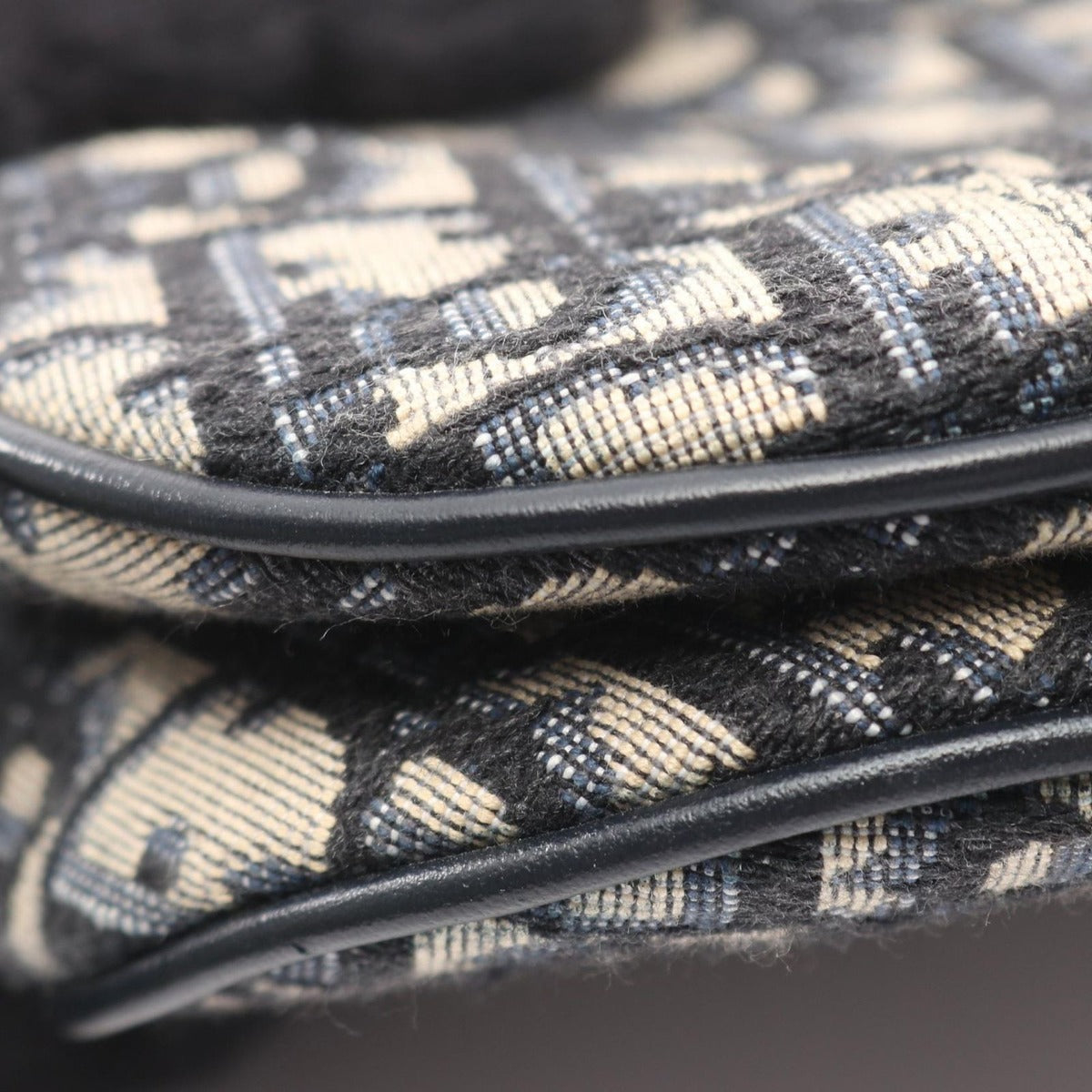 Dior Handbag Saddle Bag Mini Oblique Jacquard Navy Canvas Leather — view 9
