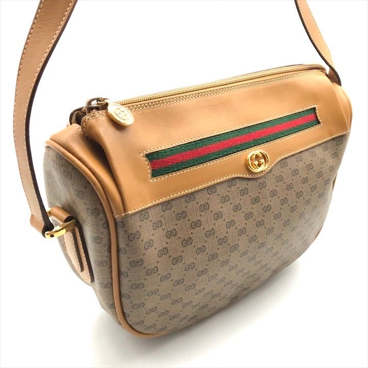 Gucci Vintage Micro GG Shoulder Bag Sherry Line Brown