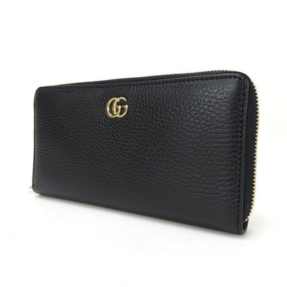 Gucci Round Zipper Long Wallet Zippy Wallet 456117 GG Marmont Black Leather