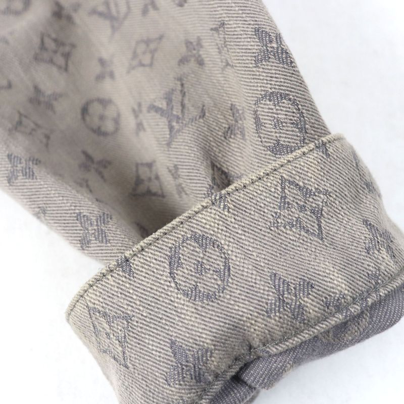 Louis Vuitton 2021 Hha21w Logo Button Flap Pockets Monogram Denim Jacket Gray