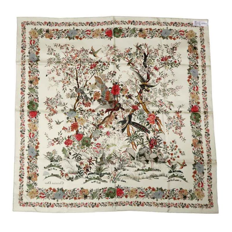 Dior Square Scarf Floral Pattern Beige 25jah090zkdo Women's Accessories