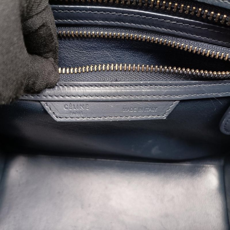 Celine Luggage Mini Shopper Orange X Black X Beige Leather S-cu-4124