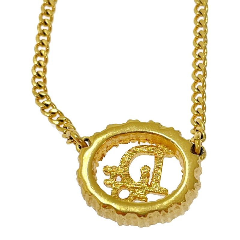 Christian Dior GP Rhinestone Dior Logo Necklace Gold 321989 Necklace