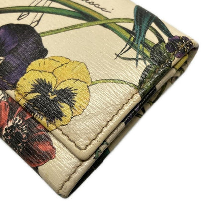 Gucci Business Card Holder Flora 248080 Ivory X Green X Multi Floral Pattern /