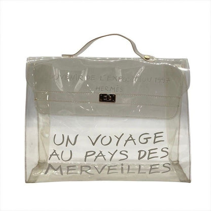 Hermes Vinyl Kelly Logo Hand Beach Clear Transparent Purse