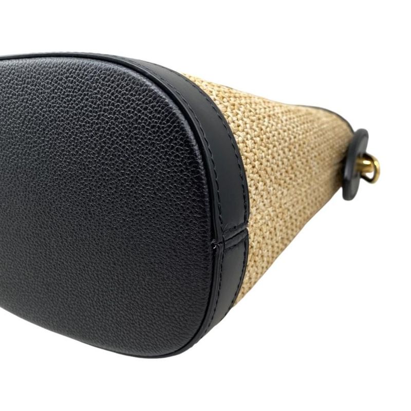 Louis Vuitton Handbag Shoulder Bag Petit Baquet M59961 Raffia Leather Noir