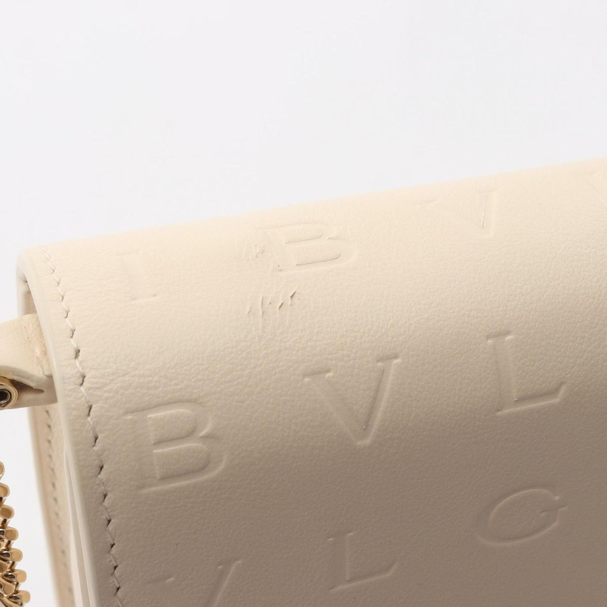 Bvlgari Shoulder Bag Infinitum Ivory Leather Logo Chain Wallet — view 8