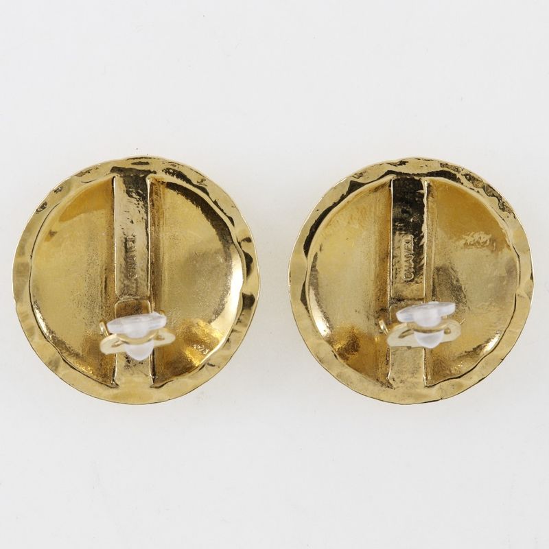 Chanel Coco Mark Matelasse Vintage Gold Plated Ladies 41g Earrings