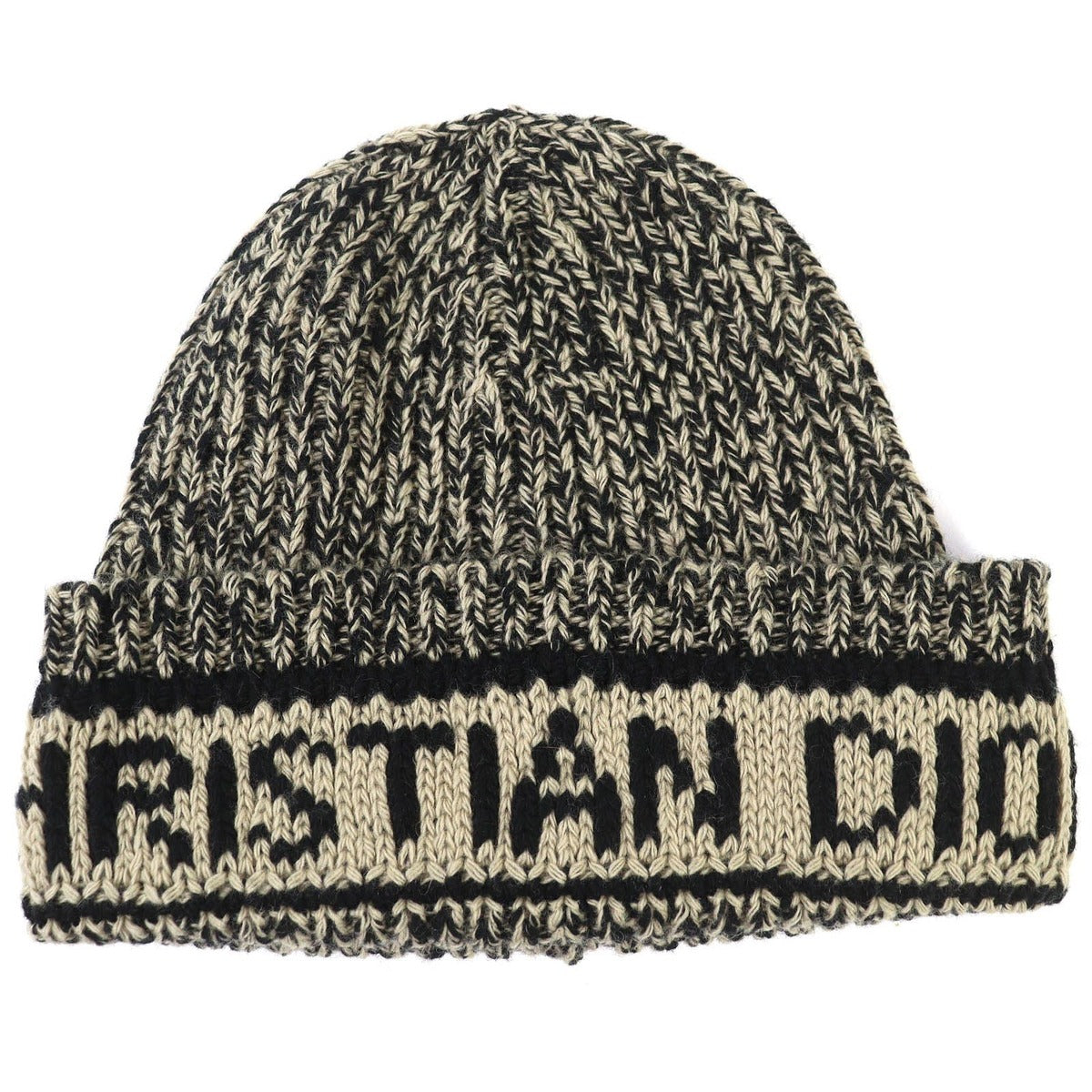 Dior Christian Wool Cashmere Logo Knit Cap Beige Black — view 6