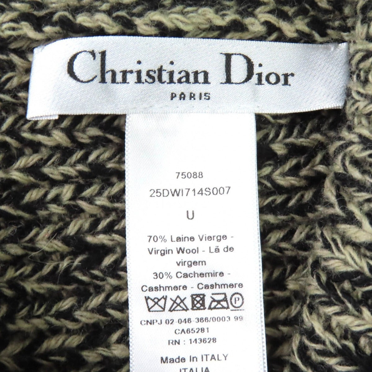Dior Christian Wool Cashmere Logo Knit Cap Beige Black — view 8