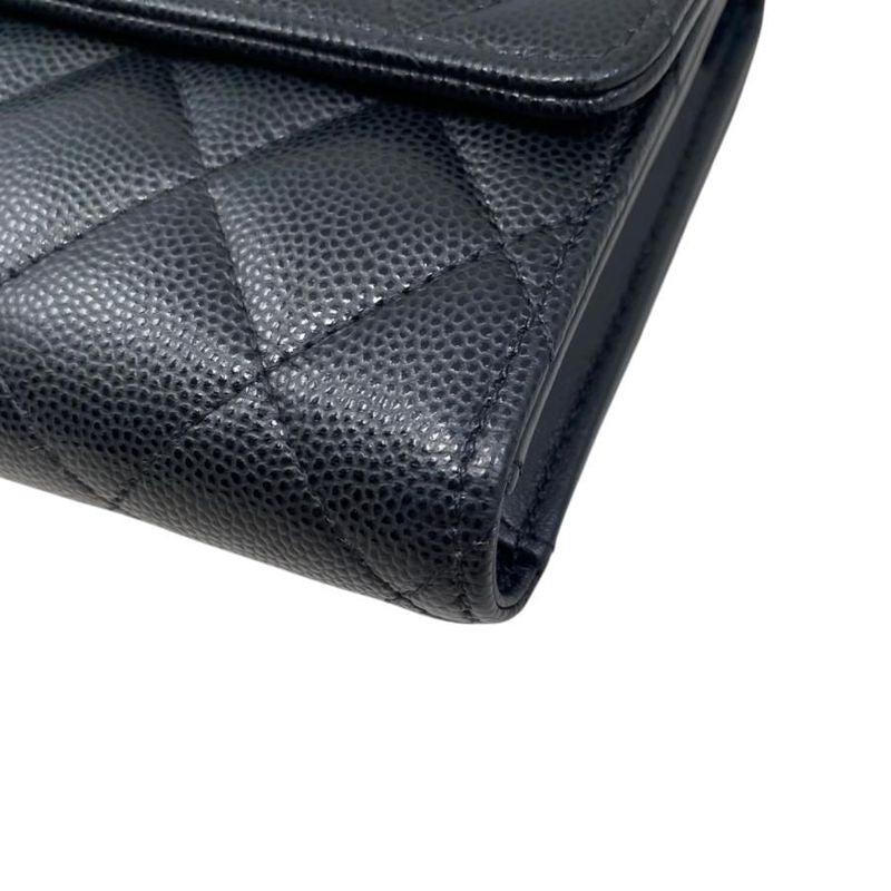 Chanel Trifold Wallet Flap Wallet Ap4175 Matelasse Caviar Skin Coco Mark