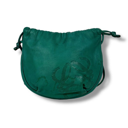 Loewe Mini Shoulder Bag Nappa Leather Green Anagram Logo Pochette Drawstring