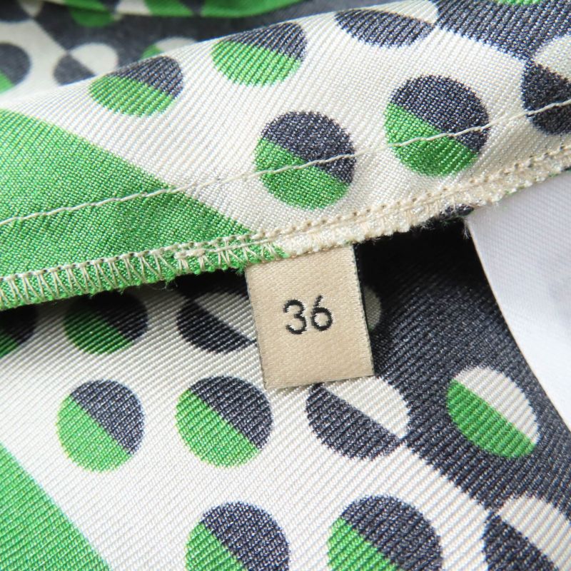 Gucci 409370 100% Silk Dotted Pleated Skirt Long Skirt Greenish 36 Garmented