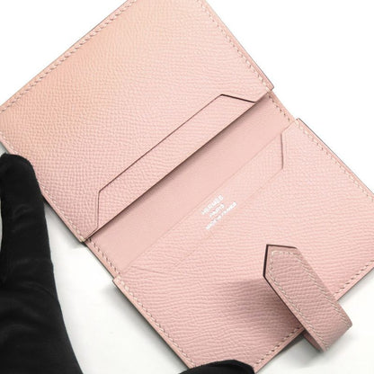 Hermes Bearn Card Case V-epson Mauvepere Silver-hardware Leather